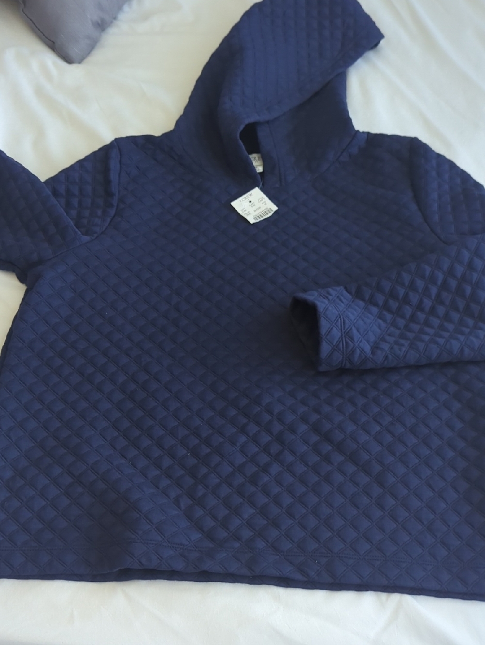 J. Crew Navy Quilted Hooded Pullover
